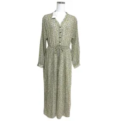 イーハイフンワールドギャラリー レディース ワンピース 夏　花柄 ロングワンピース Vネック  さらさらワンピース 長袖   フラワープリント