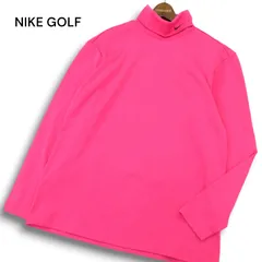 NIKE GOLF ナイキ ゴルフ 秋冬 DRI-FIT★ ロゴ刺繍 長袖 タートルネック シャツ Sz.XL メンズ ピンク 大きいサイズ