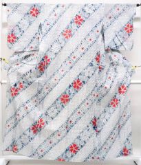 【京松】【着物】 浴衣 有松絞り 花文 身丈約160cm 裄丈約64cm r7z06-550