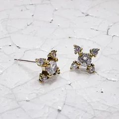 豪華な輝きSnow Flake真鍮Brassシルバー925芯ピアス【ete321】