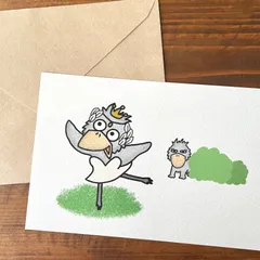 『心地良い陽気にバレリーナになるハシビロコウ🩰』イラストカード💌4枚セット