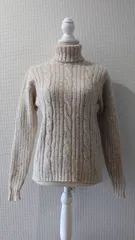 90-00’s J.CREW 白タグ タートルネック ケーブルニット セーター S 1990-2000年代