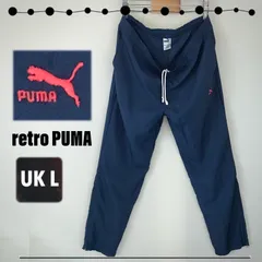 VINTAGE PUMA ビンテージ プーマ★ウーブンナイロン★トラックパンツ★レトロな旧ロゴ刺繍★UKメンズL 2310O057