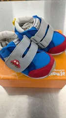 【美品】14.0cm ミキハウス ホットビスケッツ ☆ ブルー✕レッド 車 スニーカー      i076