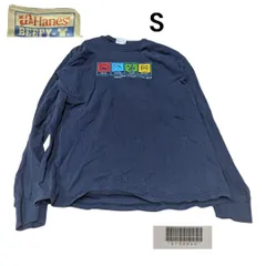 00sヘインズ古着プリント長袖TシャツSネイビー