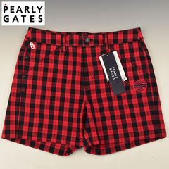 617 パーリーゲイツ パワフルコットンパンツ 赤×紺ビッグチェック4 M 00 パーリーゲイツ チェック柄 パワフルストレッチ ビッグロゴ