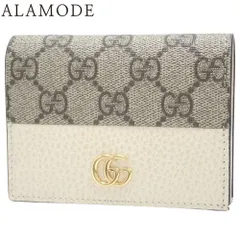 GUCCI(グッチ) GGマーモント ダブルG ミニウォレット(コイン＆紙幣入れ付き) コンパクト財布 二つ折り 2つ折り カードケースウォレット GGスプリーム ベージュ ホワイト白 ゴールド金具 658610 40802135913【中古】【アラモード】