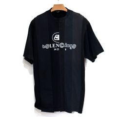 【楠本質店/元住吉】BALENCIAGA/バレンシアガ　青山限定　再構築ロゴ　プリントTシャツ　パッチワーク　ブラック　サイズ：XXS　ユニセックス【中古】