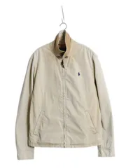 【お得なクーポン配布中!】 ポロ ラルフローレン スイングトップ ジャケット メンズ M 古着 フルジップ ブルゾン コットン ポプリン ジャンパー ワンポイント ベージュ