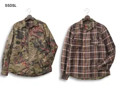 55DSL フィフティーファイブ ディーゼル 秋冬 リバーシブル★ 総柄 中綿 チェック シャツ ジャケット Sz.S　メンズ