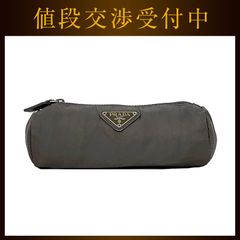 プラダ ポーチ グレー テスート 美品 ナイロン レザー 中古 104