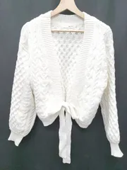 ◇ ⊇ ROYAL PARTY ロイヤルパーティー コットン　ガウン 長袖 ニット　カーディガン サイズF ホワイト レディース P  【1409250012891】