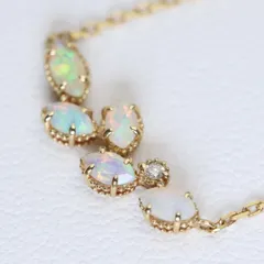 貴重 廃盤品 アガット オパール ネックレス K18×K14 ダイヤモンド/24-1733