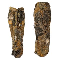 【ゴールド】バティック プリント ロング ラップスカート ブラック バリ島 民族衣装