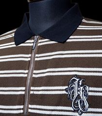 kustomstyle カスタムスタイル ジップアップ ポロシャツ (KSSS2432BR karma border half zip shirts カラー：ブラウン 12,960円(内税)