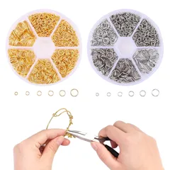 【在庫処分】/ 8mm / / / 10mm / ピアス 7mm イヤリング 6mm 金具 5mm 基礎パーツ 4mm DIY用 シルバー 手芸用品 ゴールド クラフト用品 丸カン ゴールド+シルバー 丸カン 約1750個入り パーツ 透明ケース アクセサリー