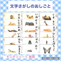 文字探しのお仕事　動物、海の生き物、昆虫　モンテッソーリ  家庭学習　国語教材　視覚支援