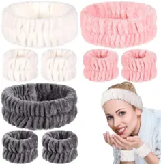 洗顔 ヘアバンド リストバンド セット 吸水 ふわふわ 洗顔用 ターバン レディース ヘアアクセサリー メイク用 ヘアバンド 吸水バンド