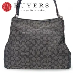 【中古】 コーチ トートバッグ フィービー F36424 シグネチャー キャンバス レザー ブラック グレー シルバー金具 肩掛け カジュアル 普段使い レディース 女性 COACH