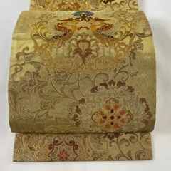 ZY-586 袋帯 西陣織 メガネ証紙付 鳳凰 華紋 花唐草 金糸 銀糸 逸品 ZY-586 袋帯 西陣織 メガネ証紙付 鳳凰 華紋 花唐草 金糸 銀糸