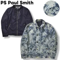 【美柄】 日本製 ポールスミス PS Paul Smith リバーシブル スウィングトップ ジャケット ジャンパー ブルゾン ジップアップ M 総柄 インディゴ x ネイビー ブリティッシュ カジュアル ウェア メンズ