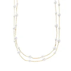 【ゴールド × ワンサイズ】[Cream dot. クリームドット公式] ネックレス レディース ステンレス製 金属アレルギー つけっぱなし サージカルステンレス ショート チェーン パール 2連 小粒 極細 重ねづけ 大人