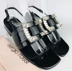 美品】セルジオロッシ ビジュー サンダル 38 24.5 - メルカリ