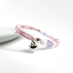 【キッズ】フラワービーズのゴムブレスレット　* ときめきのパレット / ライラック*