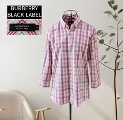 【BURBERRY BLACK LABEL】バーバリーブラックレーベル　ノバチェック ボタンダウンシャツ　2　ピンク系
