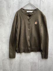 美品 MAISON KITSUNE メゾンキツネ HW00507KT1036 ラウンドパッチ 長袖 カーディガン sizeL/カーキ ◇■◎レディース