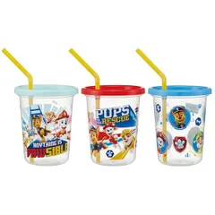  パウ・パトロール ストロー付きタンブラー 320ml 3個セット コップ カープ 蓋付きコップ プラスチック キャラクター スケーター 
