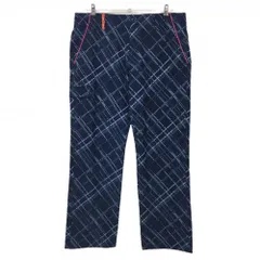 【美品】アンダーアーマー パンツ ネイビー×ライトブルー チェック 裏微起毛 メンズ 88 ゴルフウェア UNDER ARMOUR