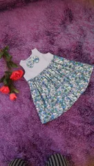 (姉妹コ－デ)ブルー系小花ワンピース80サイズ90サイズ