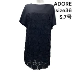 ◇アドーア ADORE ワンピース ミニ 半袖 レース 刺繍 コットン リネン 黒 36、S、7号 レディース S5T146のサムネイル