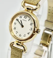 【SEIKO セイコー】｜2P20-0380｜アイボリー文字盤｜ゴールドケース｜ゴールドベルト｜レディース｜クォーツ腕時計｜新品電池交換｜W25-0120