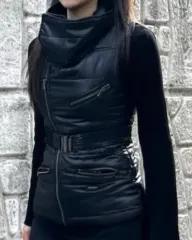 DIESEL(ディーゼル) ダウン ベスト 光沢 黒 xs