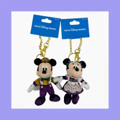 ディズニー ぬいぐるみ チャーム ミッキー＆ミニー【2個セット】キーチェーン キーホルダー パープル 東京ディズニーリゾート TDR