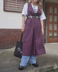 Side Ribbon Flare LongJumperSkirt purpleのサムネイル