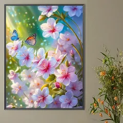 中級 フル ダイヤモンドアート キット ビーズ刺繍 桜 蝶 幻想的 サクラ モザイクアート リハビリ 趣味 絵画 カラービーズ