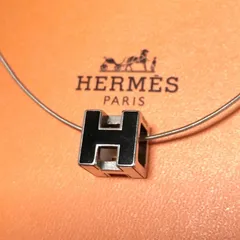 HERMES エルメス カージュドアッシュ Hキューブ ロゴ ネックレス ブルー ネックレス 分割 セール