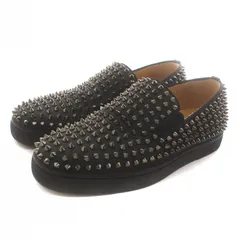 クリスチャンルブタン Christian louboutin スリッポン フラットシューズ ラウンドトゥ スタッズ ラメ 39.5 24.5cm 黒 ブラック ■GY27 /MQのサムネイル