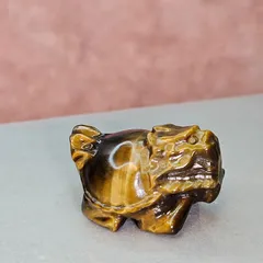 【43】天然石ピカソストーン 龍亀 『發財』文字乗せロングイ台座付き2体セット