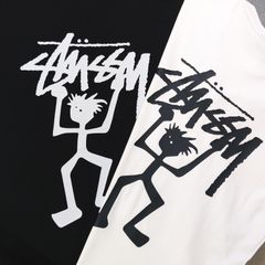 【新品】STUSSY（ステューシー）2025新しいStussy スティックマンパターンロゴプリントカジュアルカップルルーズ半袖Tシャツ