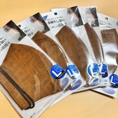 【Lサイズ】【エスニック柄茶色】［日本製/5枚セット］速乾・毎日洗えてすぐ乾く！黄砂・花粉・ウイルスをよせつけない！通気性が良くムレにくい「超撥水布マスク」