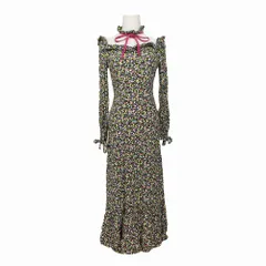 マークジェイコブス MARC JACOBS THE VICTORIAN DRESS 花柄 ワンピース 長袖 ロング丈 19年製 サイズ00 XXS 黒 レディース 【中古】