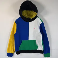 古着 ポロ・ラルフローレン POLO RALPH LAUREN パーカー ワンポイントロゴ フーディー クレイジーカラー L 14ー16 マルチカラー ボーイズ