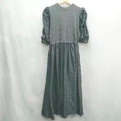 ◇ ⊂ OLIVE des OLIVE オリーブ ニット切り替えデザイン 半袖 膝下丈 ワンピース サイズF グレー系 レディース E  【1501230036344】