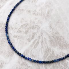 極小粒のラピスラズリネックレス 2mm 青 ブルー 9月 12月 誕生石 金アレ対応 35cm 38cm 40cm