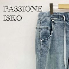 PASSIONE ISKO パシオーネ イージー パンツ 36 ボトム ウォッシャブル ストレッチ デニム ライトブルー レディース