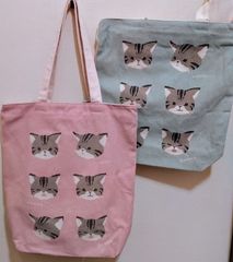 【猫トートバッグ】帆布A4たてトート（キジトラ仔猫）